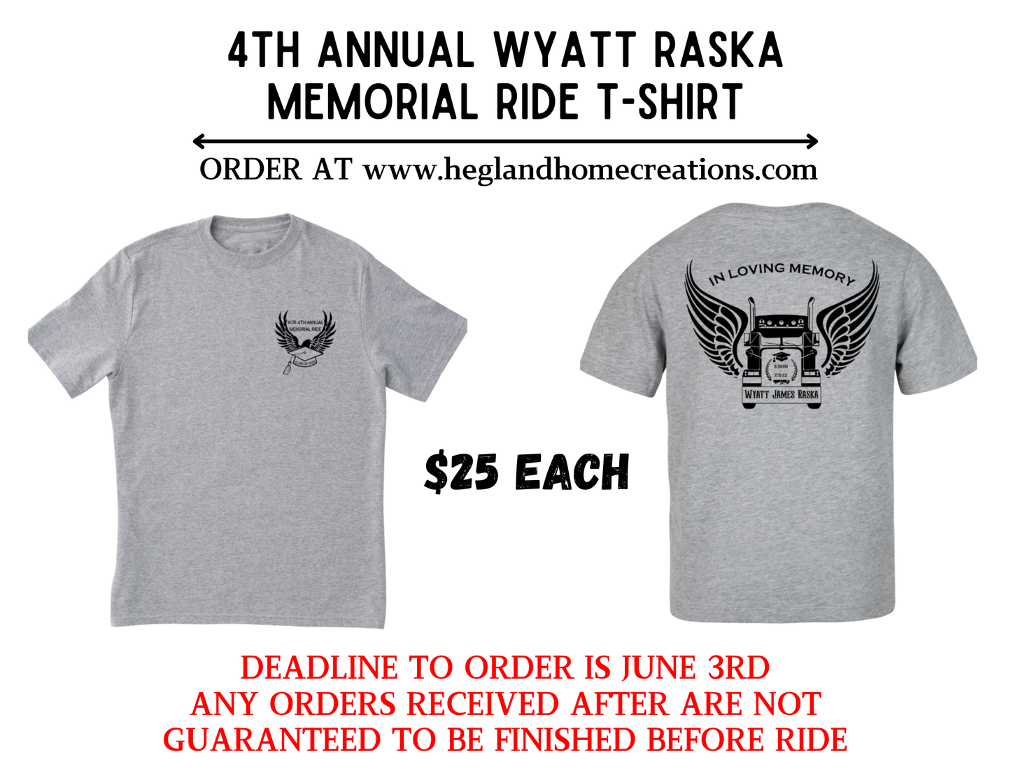 4th Annual WJR Memorial Ride T-shirt