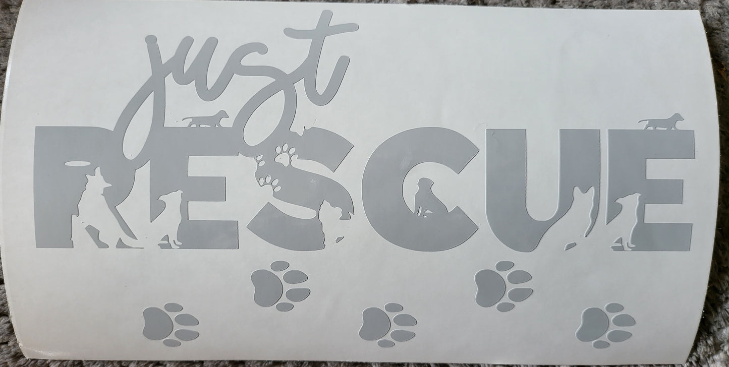 "Just Rescue" vinyl decal