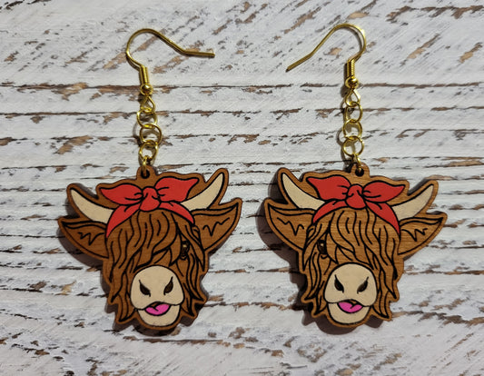 Cow w/ bandana dangle earrings