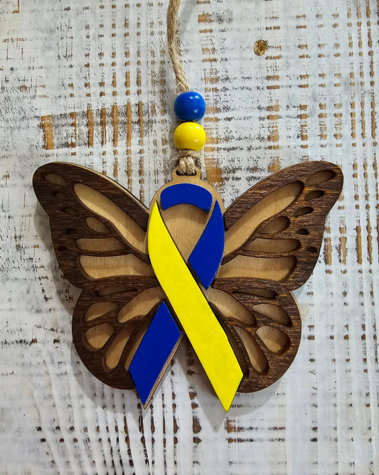 Butterfly Awareness ribbon ornament