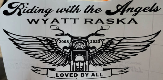 Wyatt Raska motorcycle memorial decal